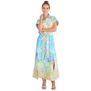 Long Chantal Dress Wedding Guest Jacquard - Tropical